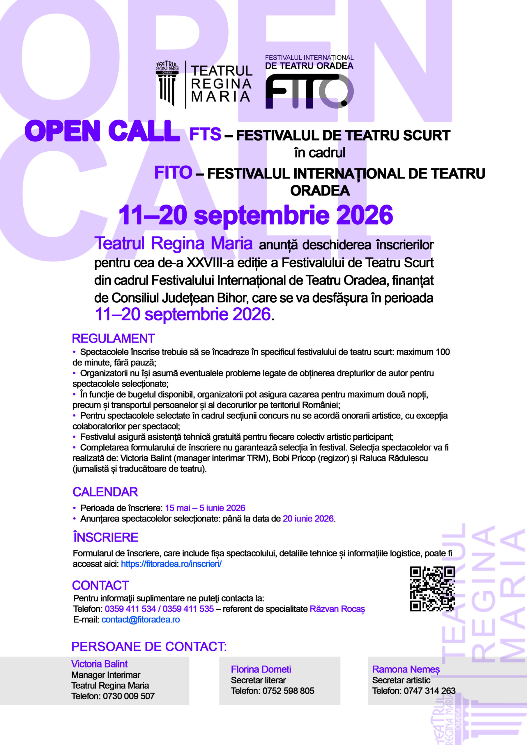 OPEN CALL Inscrieri FTS 2026 scaled